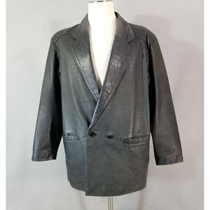 Deerskin Trading Post leather blazer sport coat jacket men's Medium black